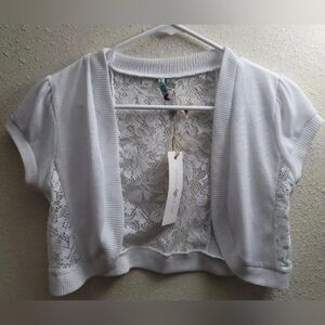 Y2K Lace Shrug Cropped Bolero Cardigan